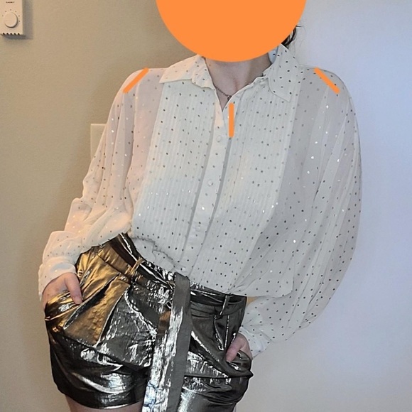 Zara semi sheer polka dot long sleeve blouse XS S - Picture 11 of 11